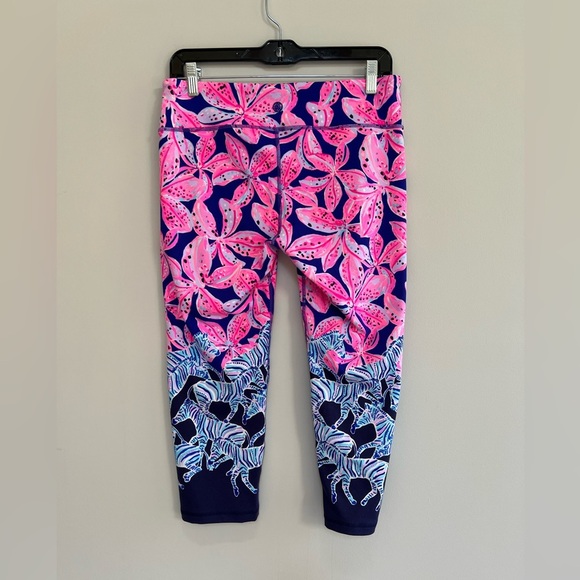 LILLY PULITZER Luxletic 21" Jolena Weekender Cropped Leggings, Royal Purple,L - Picture 4 of 9